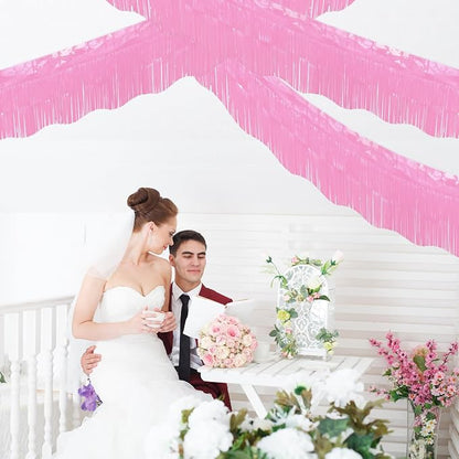 LOLStar Macaron Pink Foil Fringe Tinsel Garland Streamers Banner, 6 Pack | 60Ft - Image 6