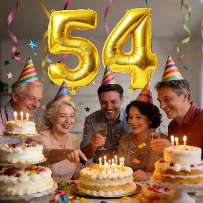 40 Inch Number 54 Balloons for 54th Birthday Party Decorations, 0-100 Gold - Image 2