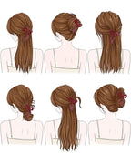 Mesovor 4 Pack Bow Hair Claw Clips for Women, Nonslip 4.3" Large Hair Grip Clawclips for Thin and Thick | Bowknot Hair Strong Hold Hair Jaw Clamps Gifts (Black, Burgundy, White, Red Polka Dots)