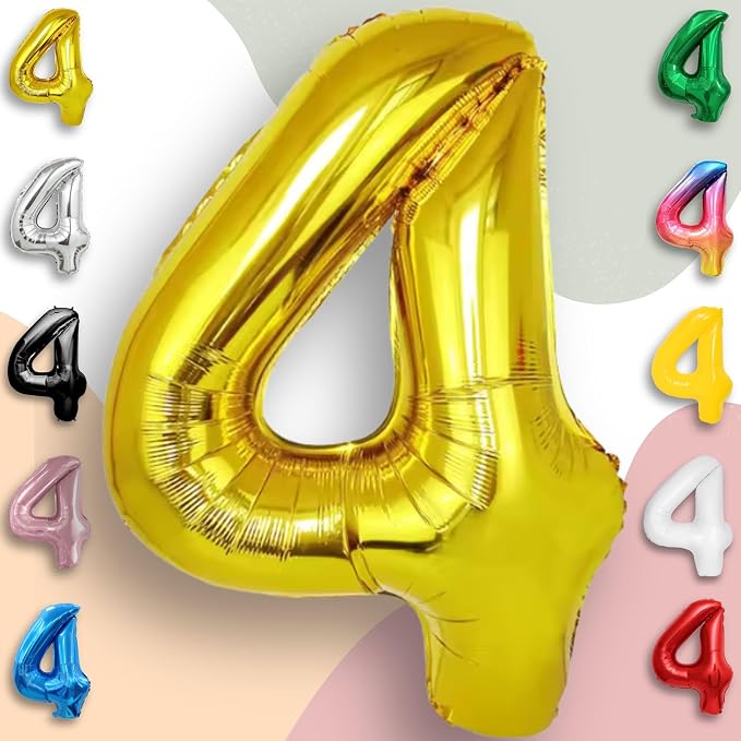 Gold Number Balloon 4 Mylar Foil Balloons 16 inch - Image 5