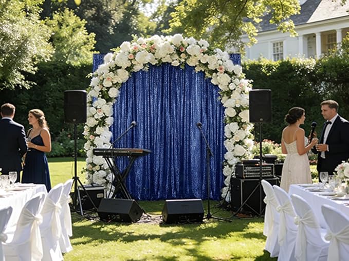 Sugargirl Navy Sequin Backdrop Curtain 4 Panels 2FTx8FT Glitter Navy Background - Image 3