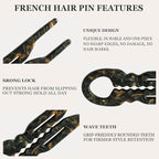 Sunolga 4pcs Prestige French Hair Pins for Women, 4.38" Large, Serrated Anti-Slip Design, Curved Shape for Better Head Fit, Coquette Elegant Hair Accessories for Updos, Chignon, Bun Hairstyles