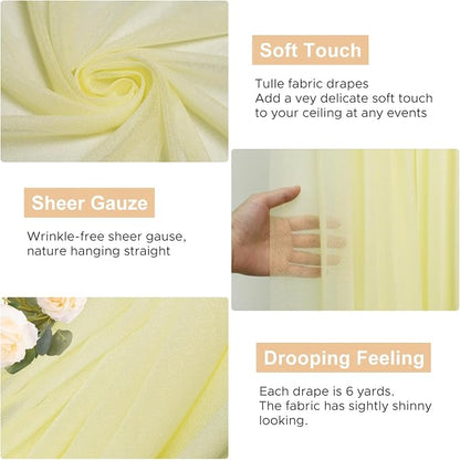 Beige Wedding Arch Draping Fabric Backdrop Drapes Sheer 3 Panels | 28.7"x20FT - Image 2