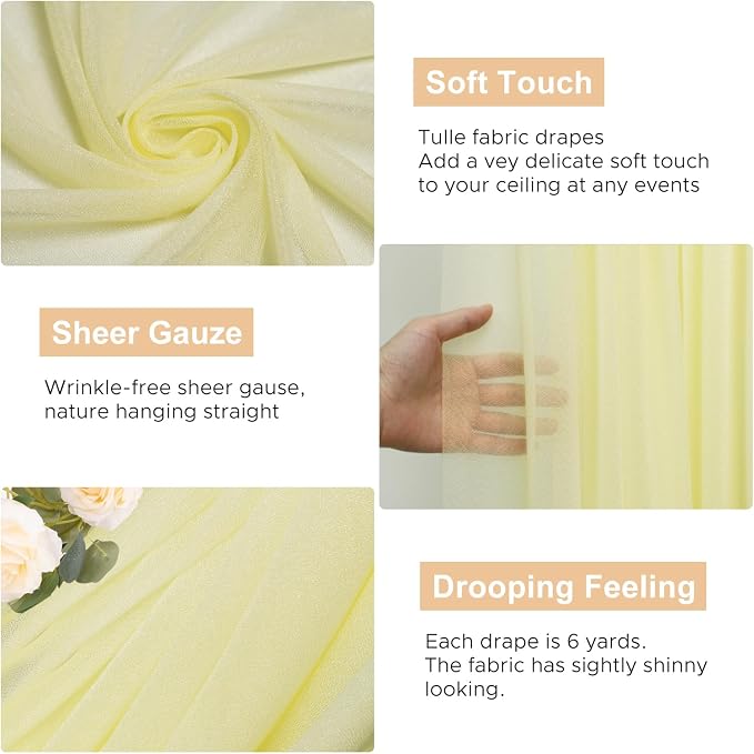 Beige Wedding Arch Draping Fabric Backdrop Drapes Sheer 28.7"x 20FT | Sheer - Image 2