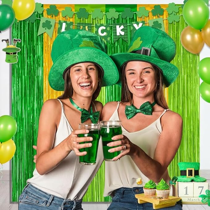 Green Gold Light Gold Fringe Curtain Party Streamers 2Pack 3.3 x 8.3 Ft Foil - Image 5