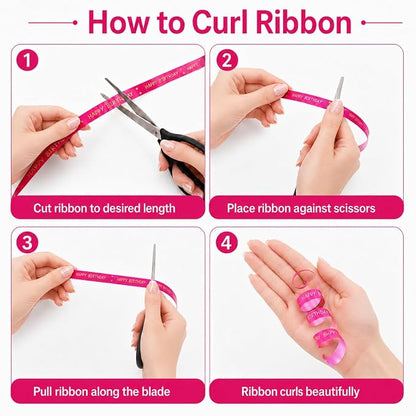 BEISHIDA 250 Yards Pink Happy Birthday Printed Crimped Curling Ribbon Balloon - Image 4