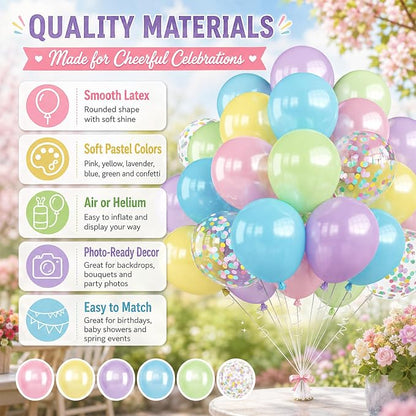 Pastel Balloons, Rainbow Candy Spring Easter Baby Shower Pastel Decorations - Image 7