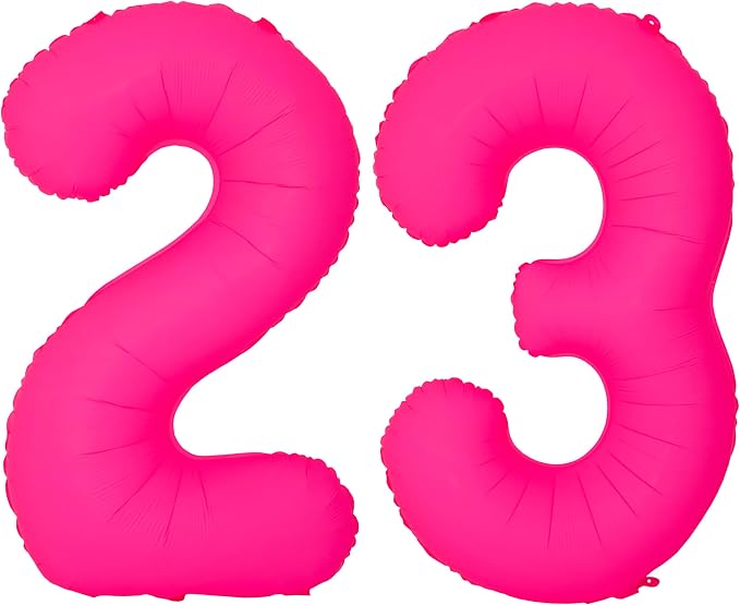 Pink Birthday Number 23 Balloons 40IN Fluorescent Pink 32 Foil Balloon | by YOIOZAIZAI