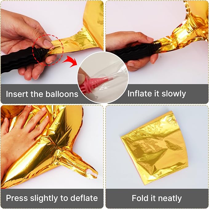 PartyWoo Metallic Gold Large Giant Foil 4D Balloons 20pcs Different Sizes | 22 - Image 5