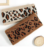 Women Leopard Knit Headband,Warm Sports Headscarf,Soft Stretchy Wide Hair Band,Fashion Accessories for Daily Wear