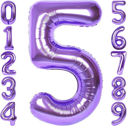 RainbowQ Purple 5 Balloon Number 40 Inch 0-40 Foil Large Balloons | Big Mylar 5 by RainbowQParty