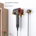 Adhesive Hair Dryer Holder - Stick on Wall or Wall Mount Bathroom Hair Blow Dryer Rack Organizer Compatible with Supersonic Hair Dryers (Gold)