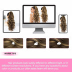 ALXNAN Ponytail Extension,24 Inch Claw Clip in Long Curly Wavy Chocolate Brown with Highlights Ponytail Hair Extension Jaw Clip on Pony Tails Hairpiece for Women