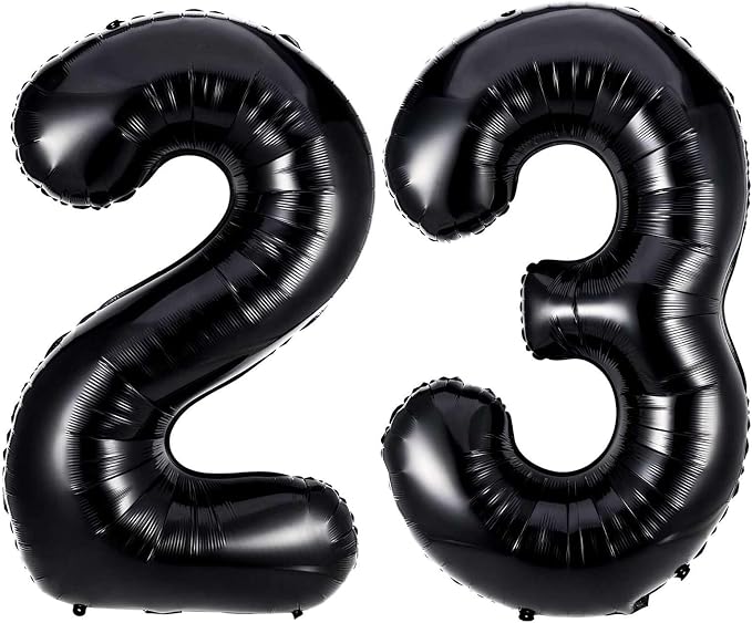 Black 23 Number Balloons, 40 Inch Giant Number 23 Balloons Foil Mylar Helium by Lovoir