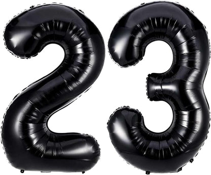 Black 23 Number Balloons, 40 Inch Giant Number 23 Balloons Foil Mylar Helium by Lovoir