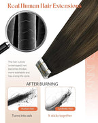 Sunny Hair Tape in Hair Extensions Human Hair 24 Inch Hair Extensions Real Human Hair Tape in Extensions for Women Darkest Brown Ombre Medium Brown Balayage Remy Hair Straight Skin Weft 40pcs 100g