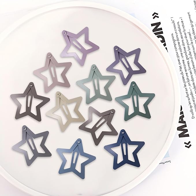 30 Pcs Metal Star Hair Clips 2000s Y2K Snap Barrettes 1.25 In Non Slip Star Hair Accessories for Women,Matte Multicolored