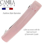Camila Paris CP3454 French Hair Barrette Clip for Girls Pink, Rubberized Metal Clasp Strong Hold Grip Hair Clips for Women, No Slip Durable and Styling Girls Hair Accessories, Made in France