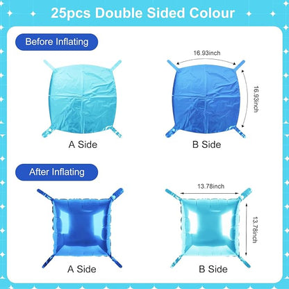 LightBlue and Blue Square Foil Balloons 25 Pcs Metallic LightBlue and Blue - Image 7