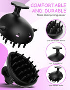 Scalp Massager Hair Growth Shampoo Brush, Silicone Scalp Scrubber Shower Scalp Brush for Hair, Head Massager Scalp Exfoliator for Dandruff Removal, Wet Dry Scalp Massage Tool for Hair Care, Black