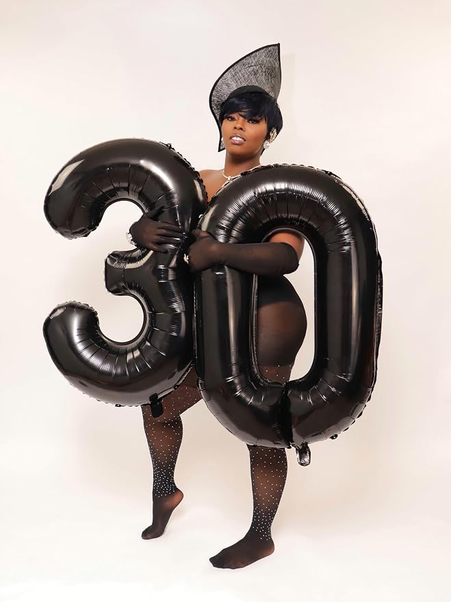 8 Balloon Numbers Birthday Decorations, 40In Black Balloons - Image 5