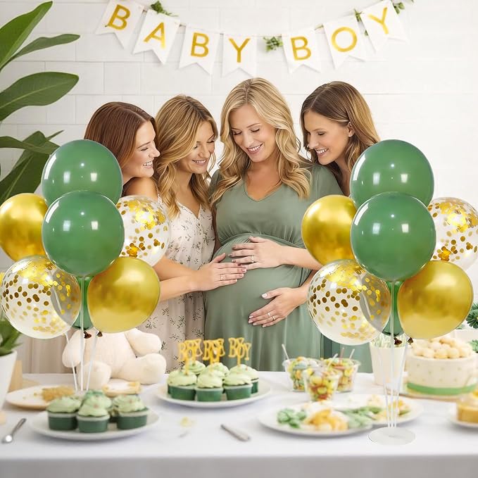 4Sets Green and Gold Balloon Centerpieces - Image 2