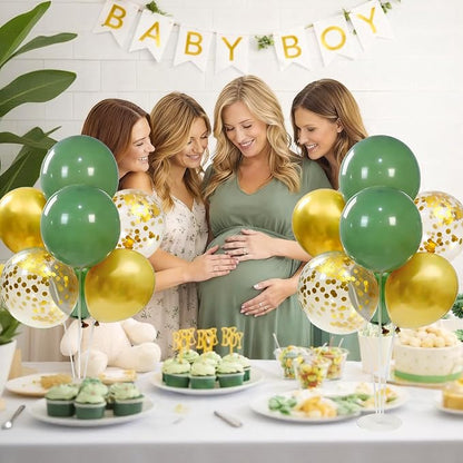 4Sets Green and Gold Balloon Centerpieces - Image 2