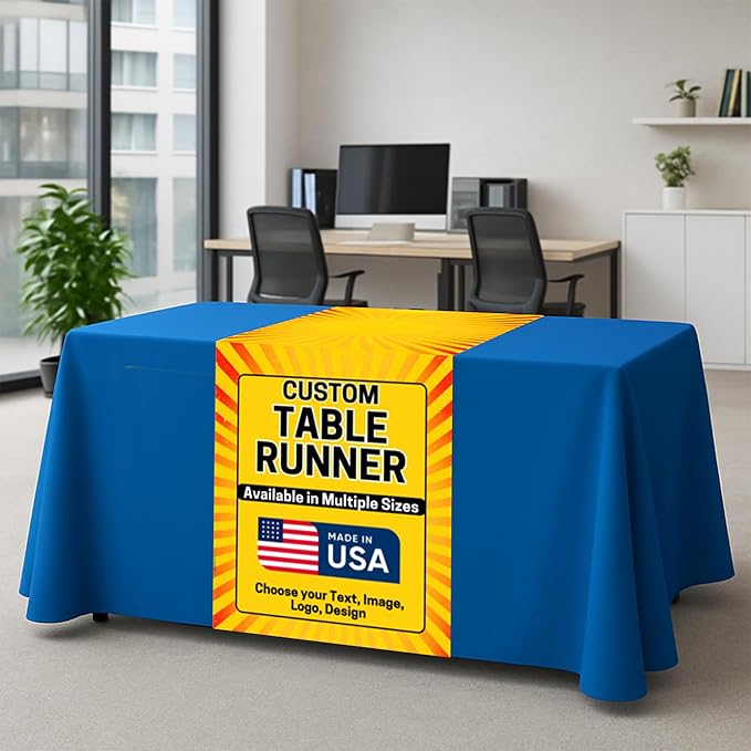 DC Custom Table Runner with Business Logo, Table Vendor Display Made in USA | - Image 6