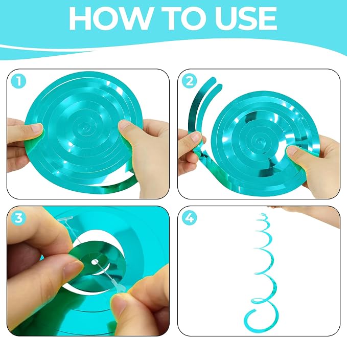 24 PCS Teal Hanging Swirl, Sparkle Ceiling Hanging Decorations, Plastic - Image 7