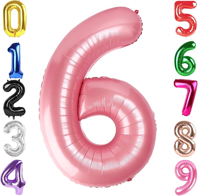 40 Inch Pastel Pink Number 6 Balloon, 6th Birthday Party Decorations | 40 Inch by Hadoife