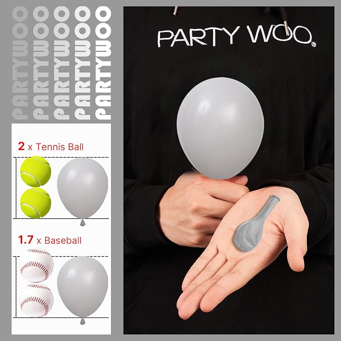 PartyWoo Gray Balloons 50pcs Small Mini Latex Matte Grey Balloons 5 Inch | Baby - Image 3
