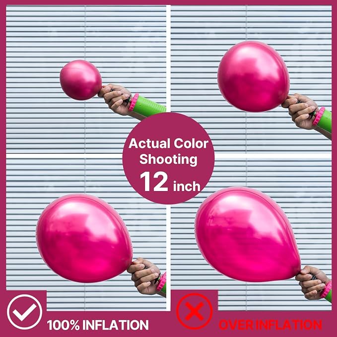 PartyWoo Hot Pink Balloon Arch Kit 140pcs Metallic Pink Balloons | Magenta - Image 4