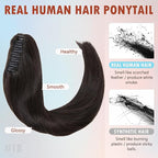 Hairro Claw Clip Ponytail Extension Human Hair Clip In Ponytail Jaw/Claw Jaw On Pony Tail Hairpieces For Women 18 Inch 115g #1B Natural Black