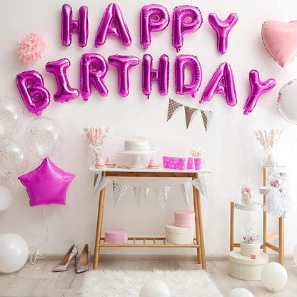 Hot Pink Happy Birthday Balloon Banner, 16 Inch Foil Mylar Happy Birthday - Image 7