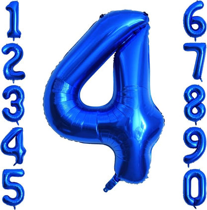 Navy Blue Number 4 Balloon 40 Inch, Shiny Metallic Numeral Party Supplies | by Unknown