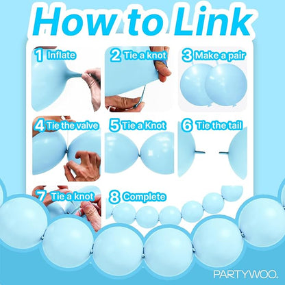 PartyWoo Baby Blue Linking Balloons 100pcs 12 Inch Blue Link Balloons | - Image 5