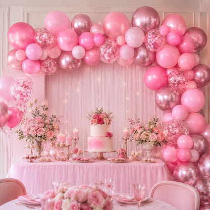 Metallic Chrome Pink 52 PCS 12 Inch Latex Balloons - Image 3