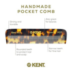 Kent FOT Tokyo Yellow Fine Tooth Comb for Men - Handmade Pocket Comb for Travel, Styling, Fine or Thinning Hair, Mustache and Beard Care Handpolished Saw-Cut Made in England