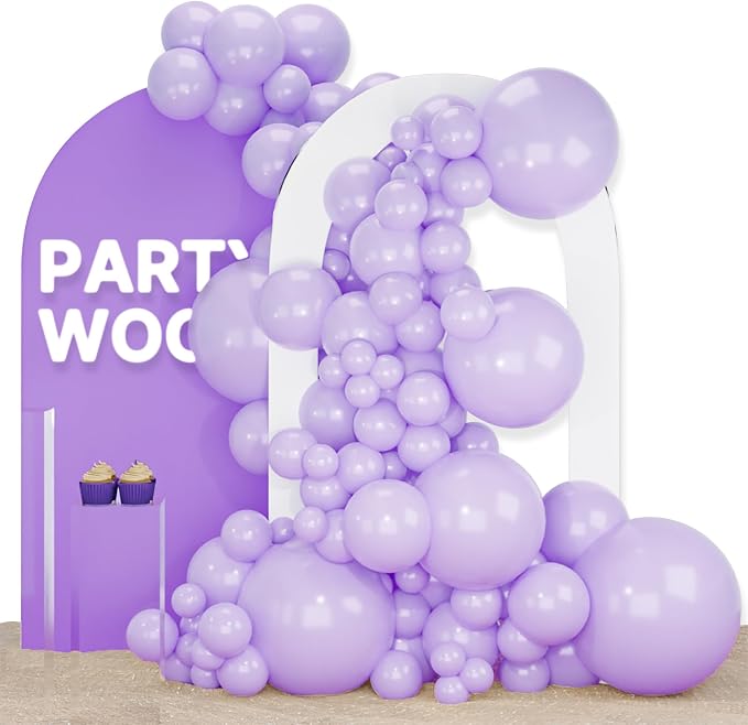 PartyWoo Lavender Balloons 120pcs Light Pastel Purple Lilac Color | 18 12 10 5 by PartyWoo