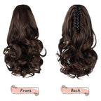 Ponytail Extension, Clip on Ponytails for Women, 12" Claw Clip in Short Curly Wavy Pony Hair Extension for Women - Light Brown