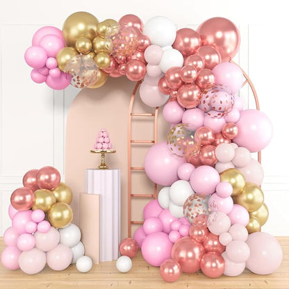 Amandir 164Pcs Rose Gold Pink Balloons Garland Arch Kit | Light Pink Gold White by Amandir