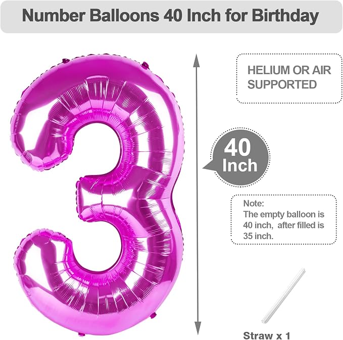 Number Balloons 40 Inch Rose Purple 2 Balloon - Image 5