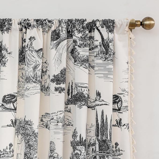 F-CHU Vintage Patterned Curtains 84 Inches Long - Image 3