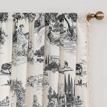 F-CHU Vintage Patterned Curtains 84 Inches Long - Image 3
