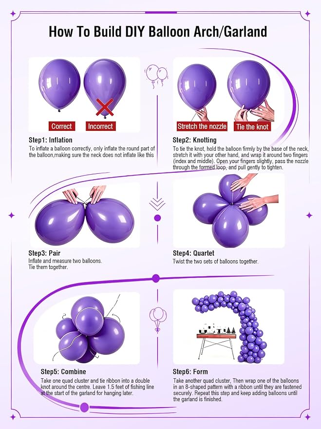 Purple Balloons 12 Inch 60 Pcs Metallic Pearl Light Purple Latex Confetti - Image 5