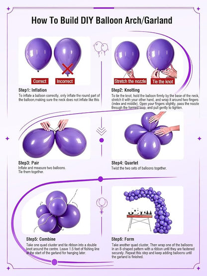 Purple Balloons 12 Inch 60 Pcs Metallic Pearl Light Purple Latex Confetti - Image 5