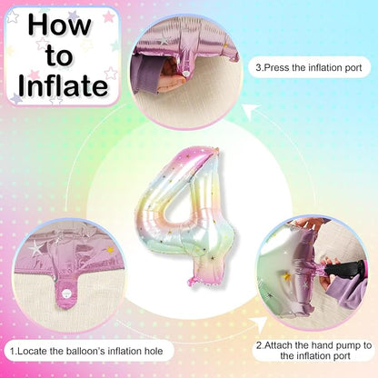 Foil 4 Balloon, Rainbow Number 4 Balloons - Image 8