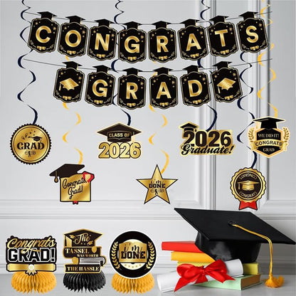 Graduation Decorations 2026 Gold Themed Set - Image 6