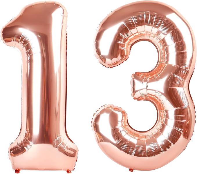 Number 13 Balloons 40 Inch for 13 31 Birthday Party Decorations, Rose Gold | by Mluchee