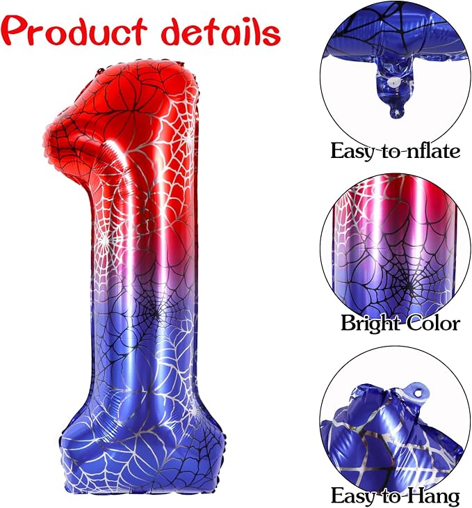 40 Inch Red Blue Number 1 Balloon - Image 3